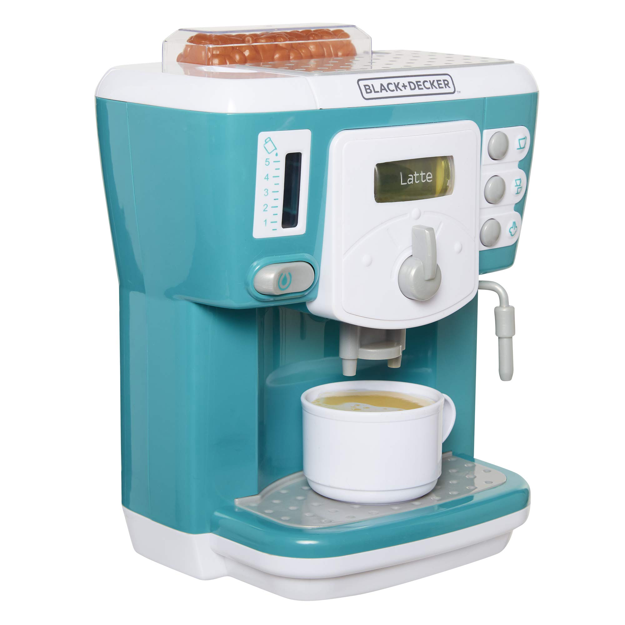BLACK+DECKER Junior Coffee Maker Role Play Pretend Kitchen Appliance for Kids with Realistic Action, Light and Sound - Plus Toy Coffee Mug for Imaginary Brewing Fun - Image 3