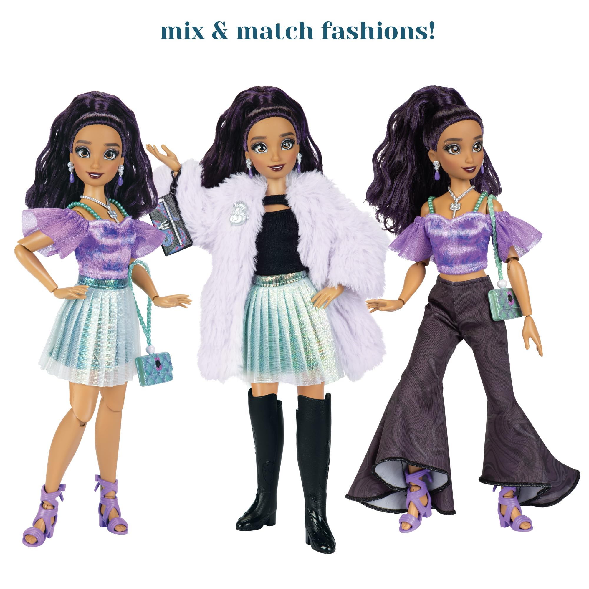 Disney ily 4EVER Dolls Disney 100 - Ursula 11.5" Tall with 13 Points of Articulation, Two Complete Mix-and-Match Outfits and Glittery Mickey Ring for You! - Image 3