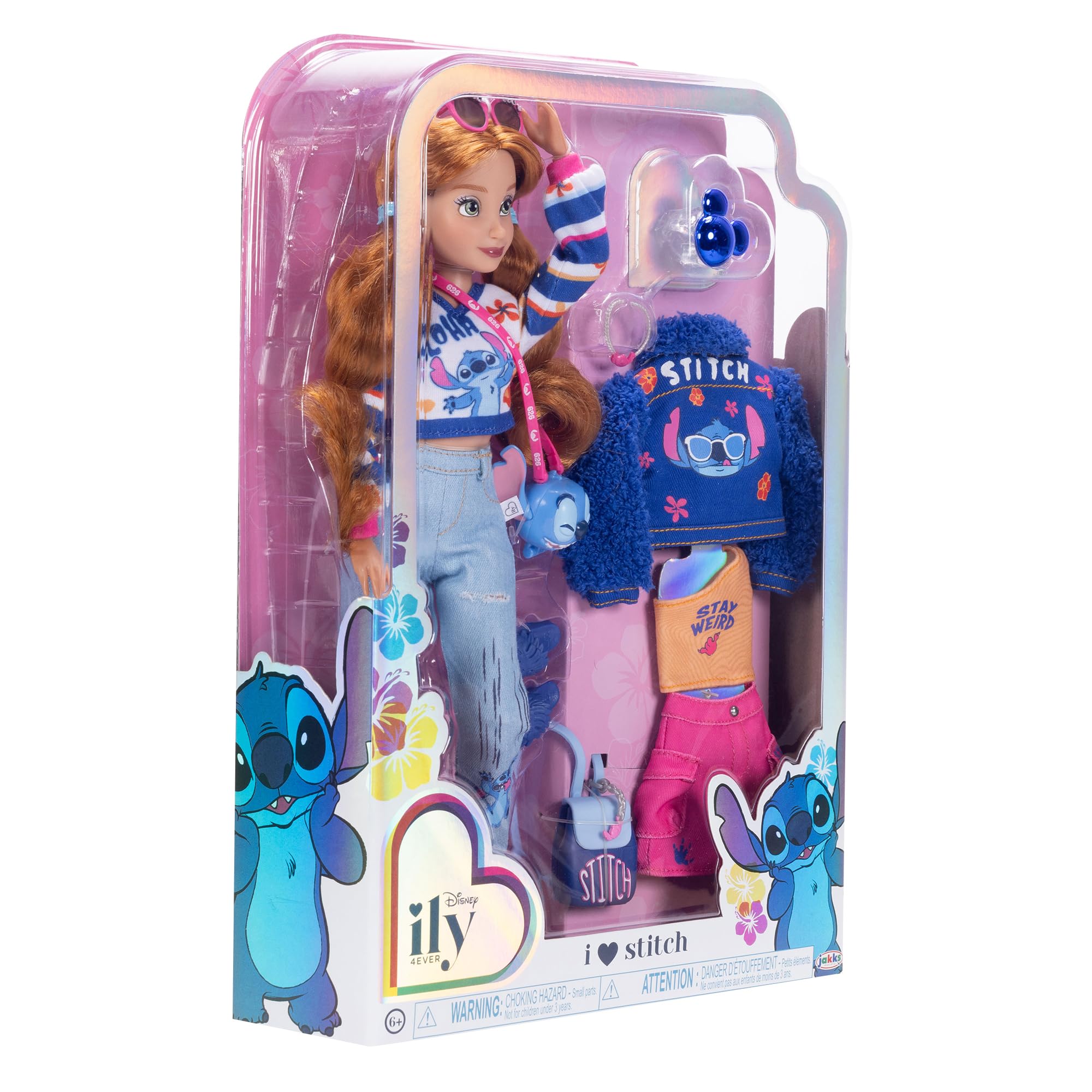 Disney ILY 4EVER Fashion Dolls Red Hair Stitch 11.5" Tall with 13 Points of Articulation, Two Complete Mix-and-Match Outfits and Mickey Ring for You! - Image 8