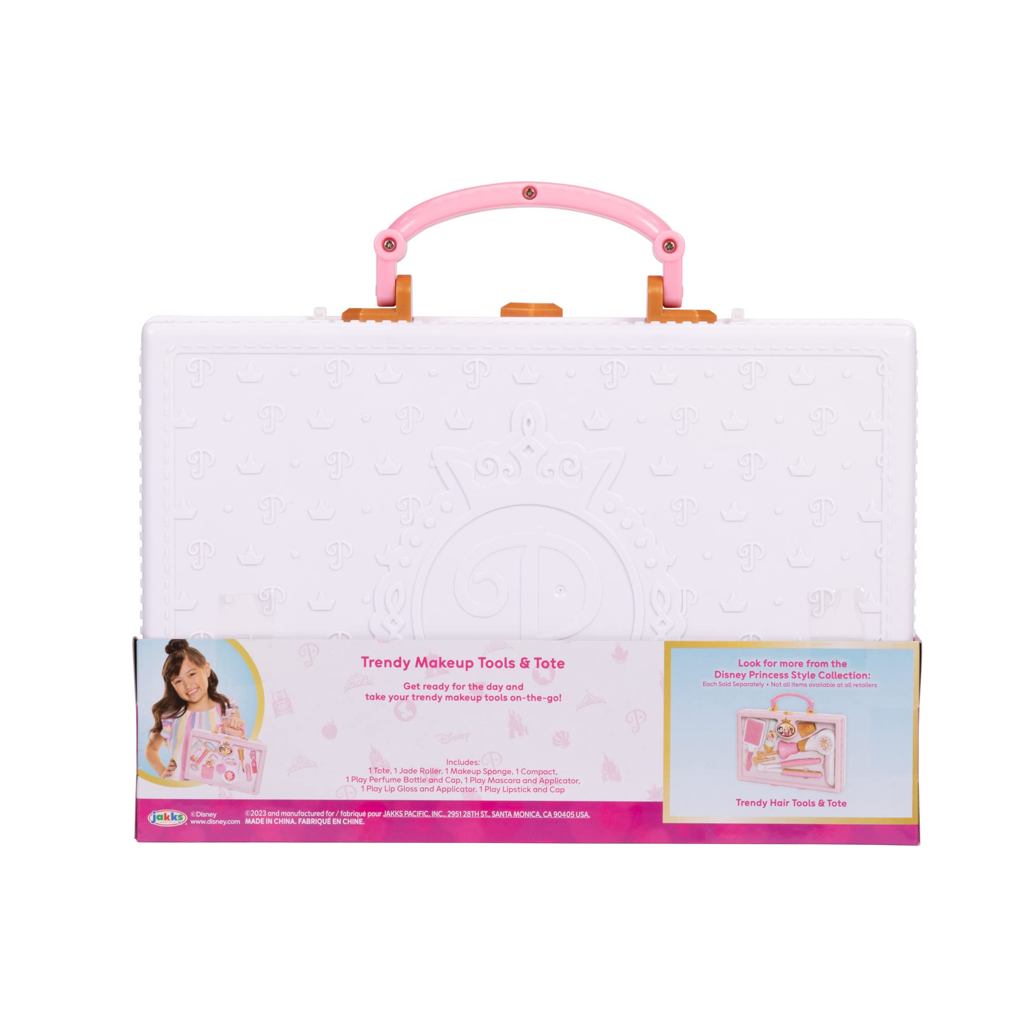 Disney Princess Style Collection Girls Trendy Makeup Tote Bag, Trendy Pretend Play Makeup Tools, Including a Face Roller, Comes with 8 Different Play Tools - Image 6