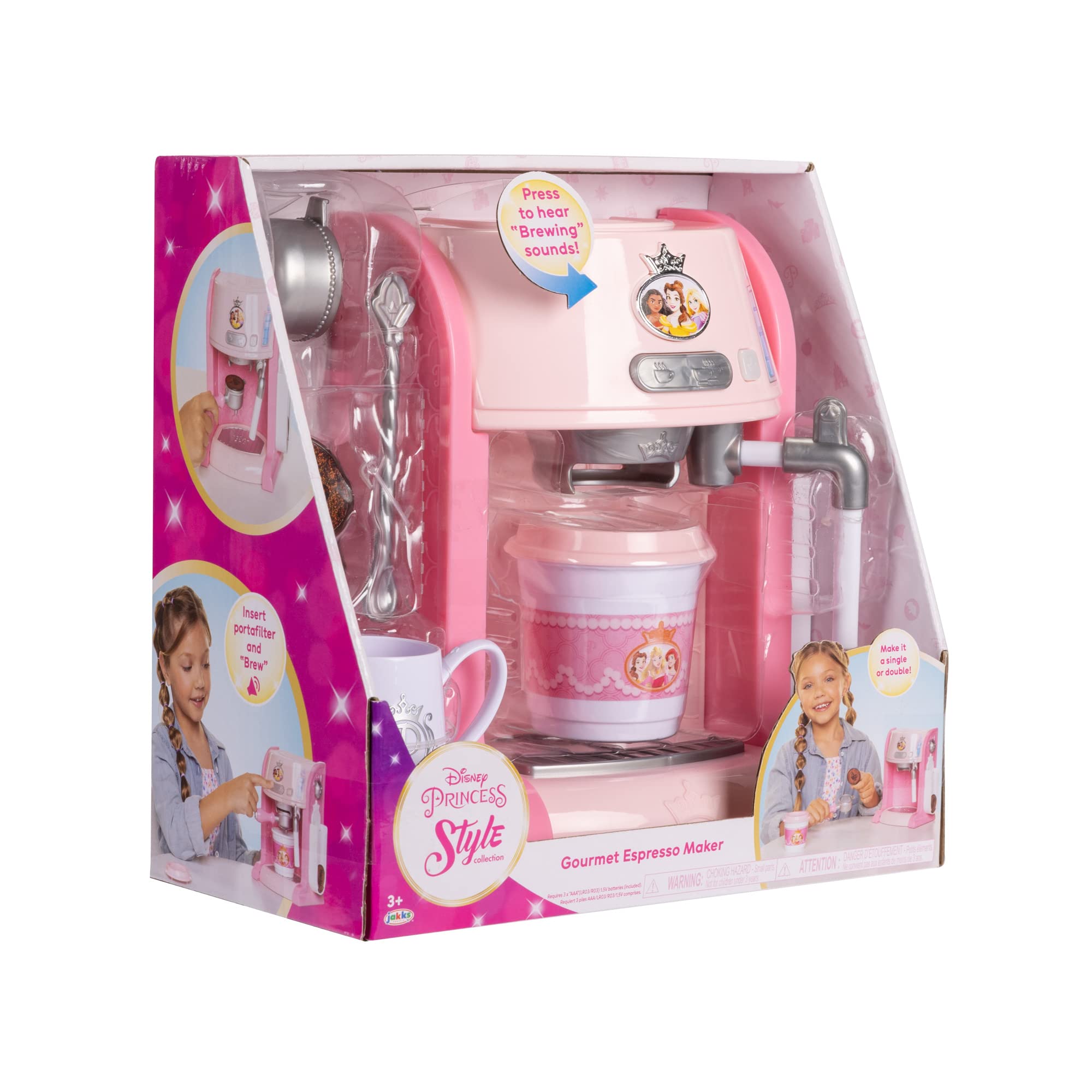 Disney Princess Style Collection Toy Espresso Machine for Kids, Coffee Maker Play Kitchen Accessories Gift for Girls & Kids - Image 9