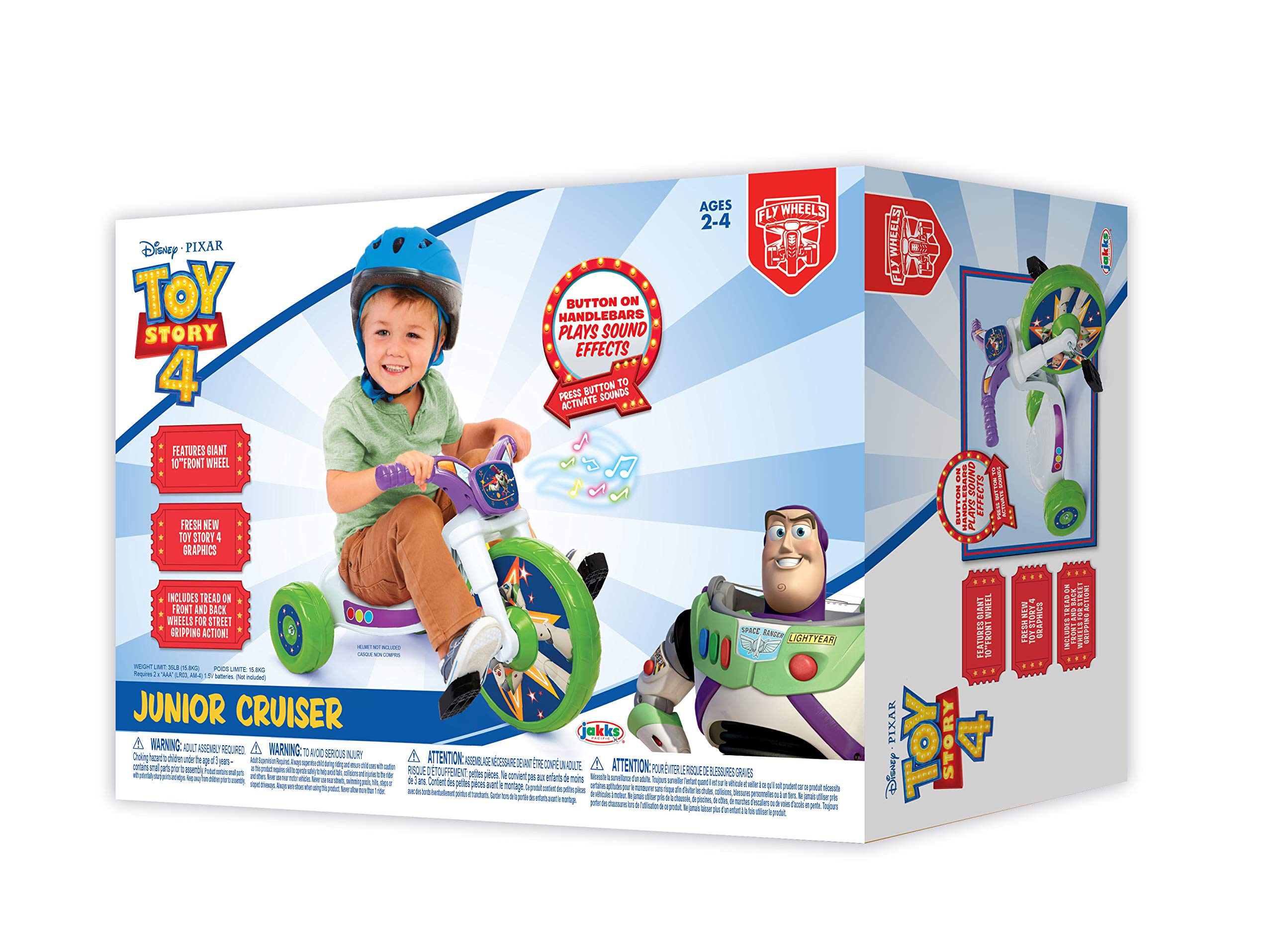 Disney Toy Story Ride-On 10" Fly Wheels Tricycle with Sounds - Toddler Bike Trike, Ages 18-36M, for Kids 33”-35” Tall - 35 lbs. Weight Limit - Image 3