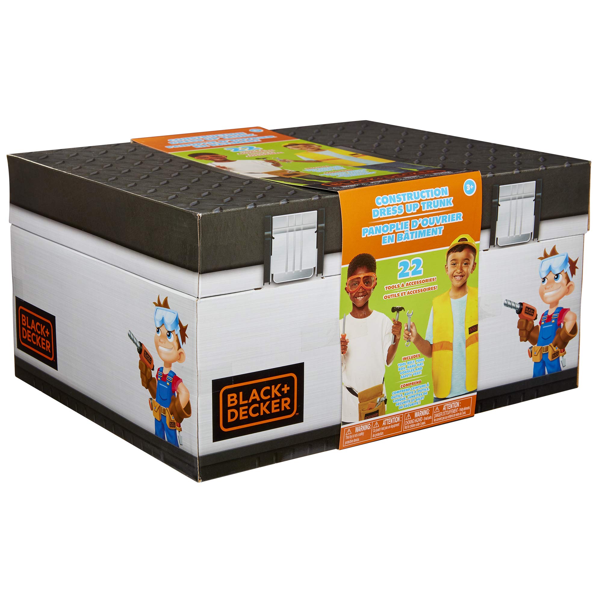 JAKKS Pacific BLACK+DECKER Kids Tool Set Pretend Play Trunk with Tool Box, Construction Vest & Hard Hat – 22 Piece Set [Amazon Exclusive] - Image 10