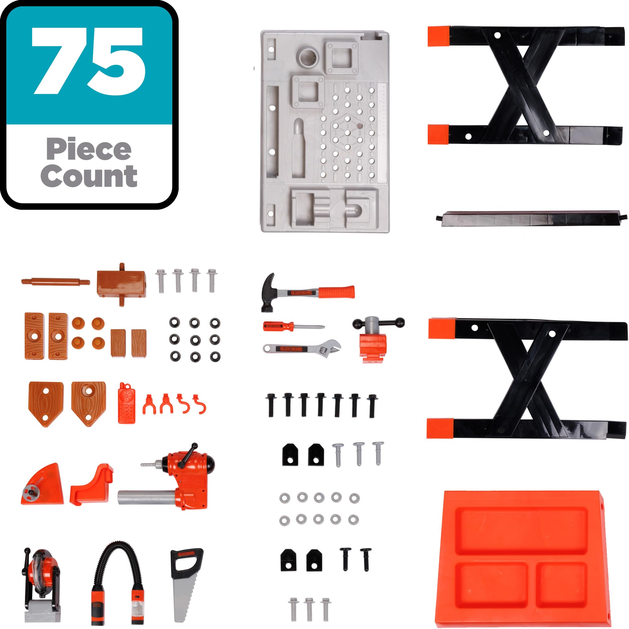 JAKKS Pacific Black+Decker Kids Workbench - Power Tools Workshop - Build Your Own Toy Tool Box – 75 Realistic Toy Tools and Accessories [Amazon Exclusive] - Image 5